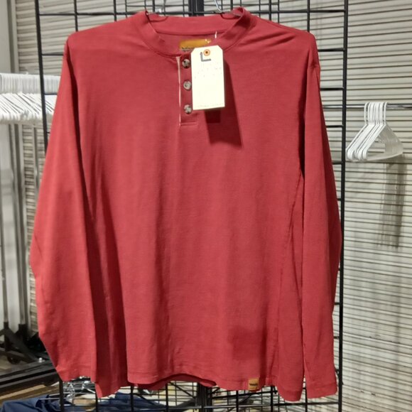 Long Sleeve Flex Henley - Fire Brick Red | Large - Picture 2 of 7